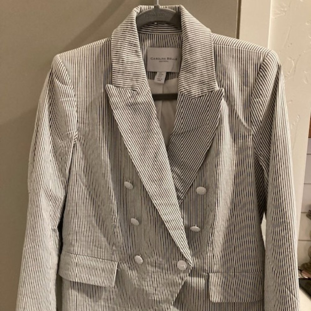 Blue & White striped blazer - coastal/nautical